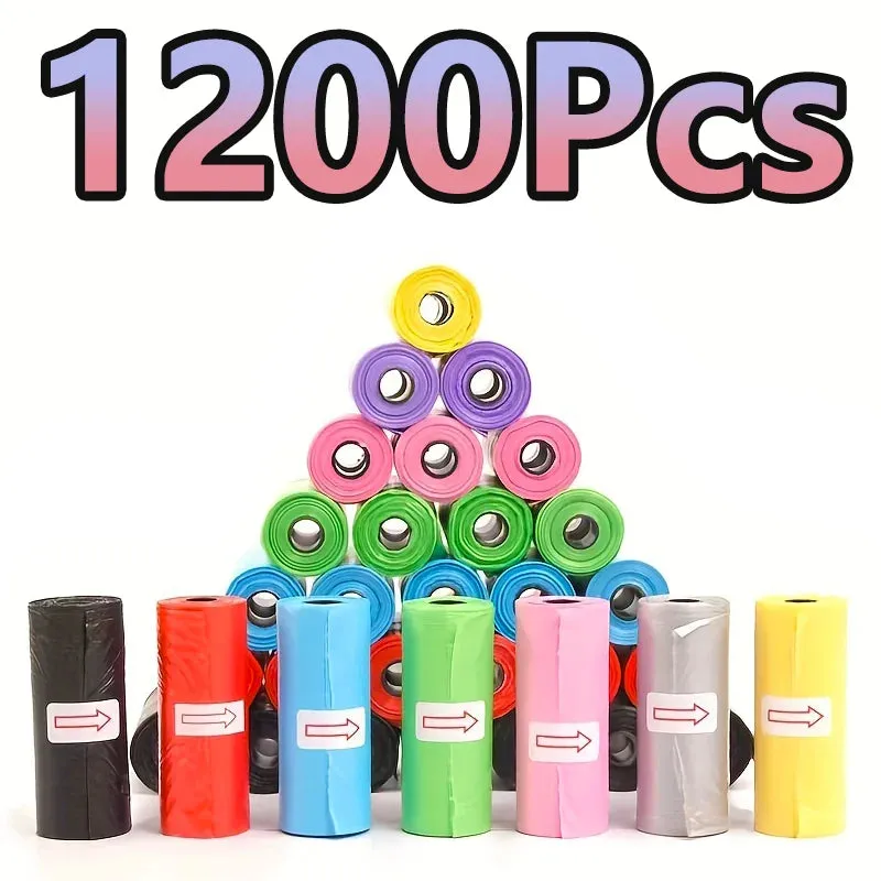 1200pcs colore casuale Cartoon Paw Graphic Dog Poop Bags Pet Poop Bags sacchetti per rifiuti di cane a prova di perdite per forn