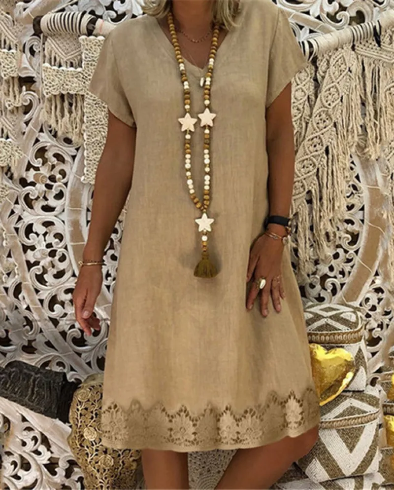 Abiti oversize Abiti estivi a maniche corte con bavero casual Chic