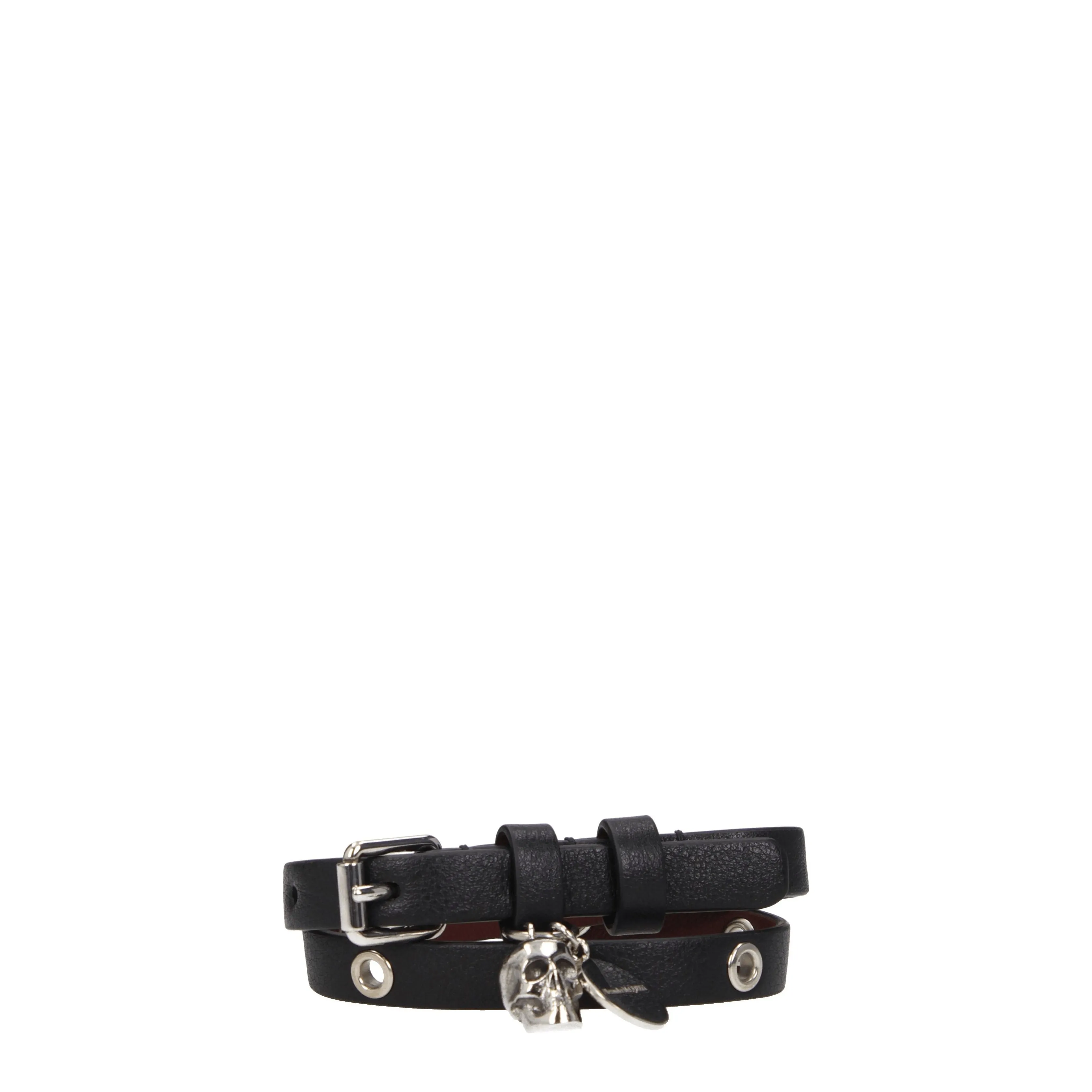 Alexander McQueen Bracciali Uomo Pelle Nero
