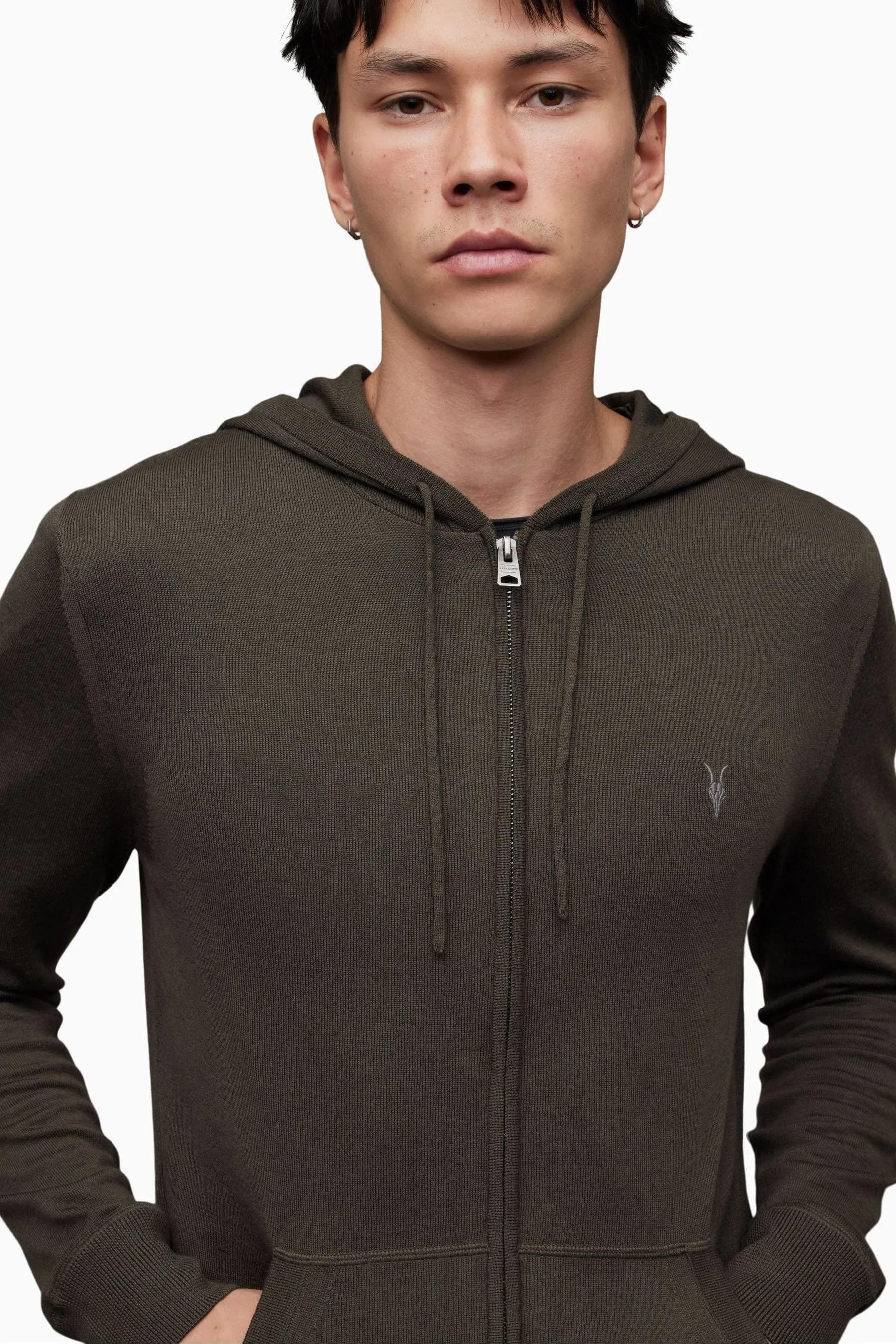AllSaints - Mode - Felpa in lana merino con zip e cappuccio