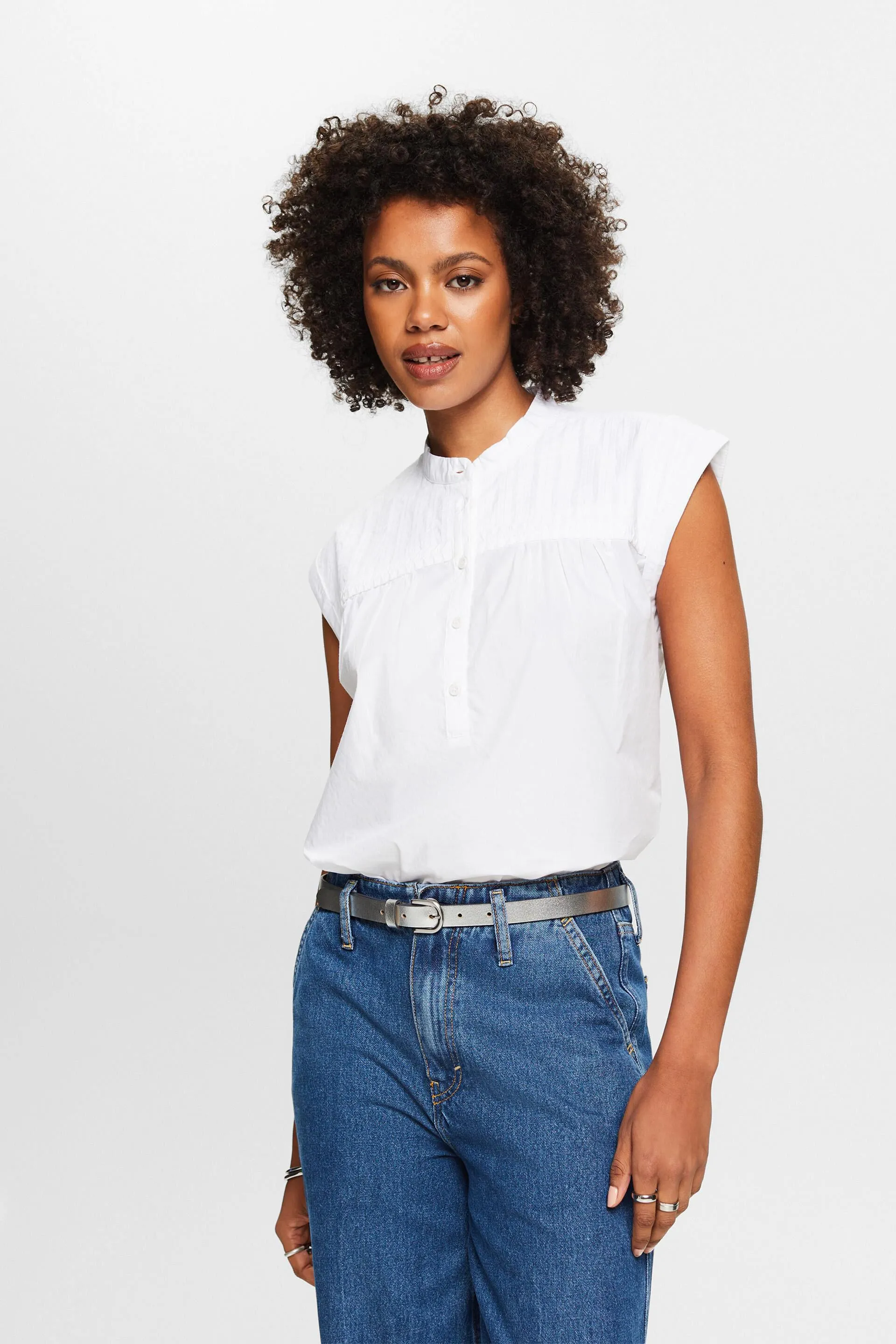 Blusa di cotone senza maniche