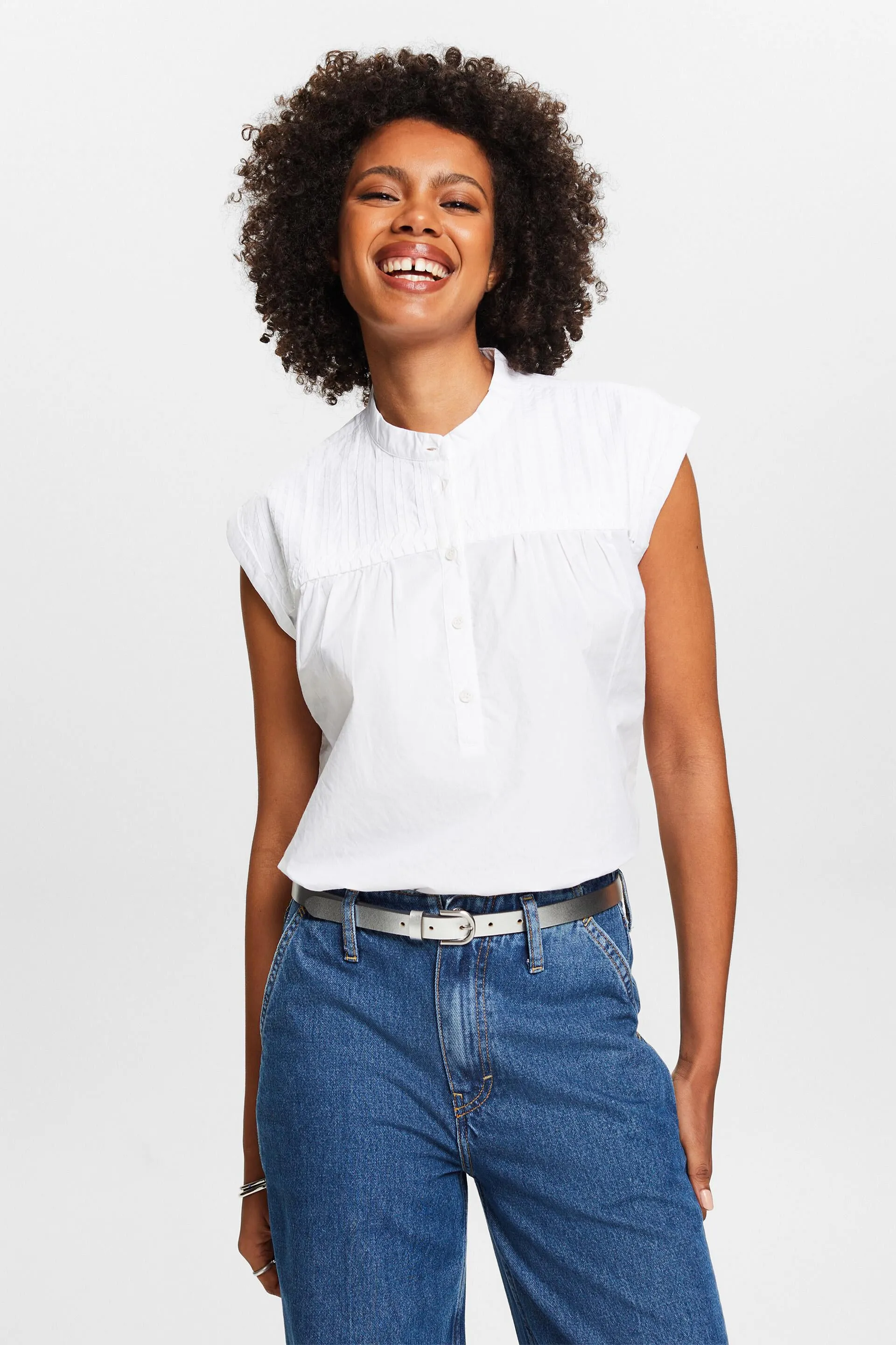 Blusa di cotone senza maniche