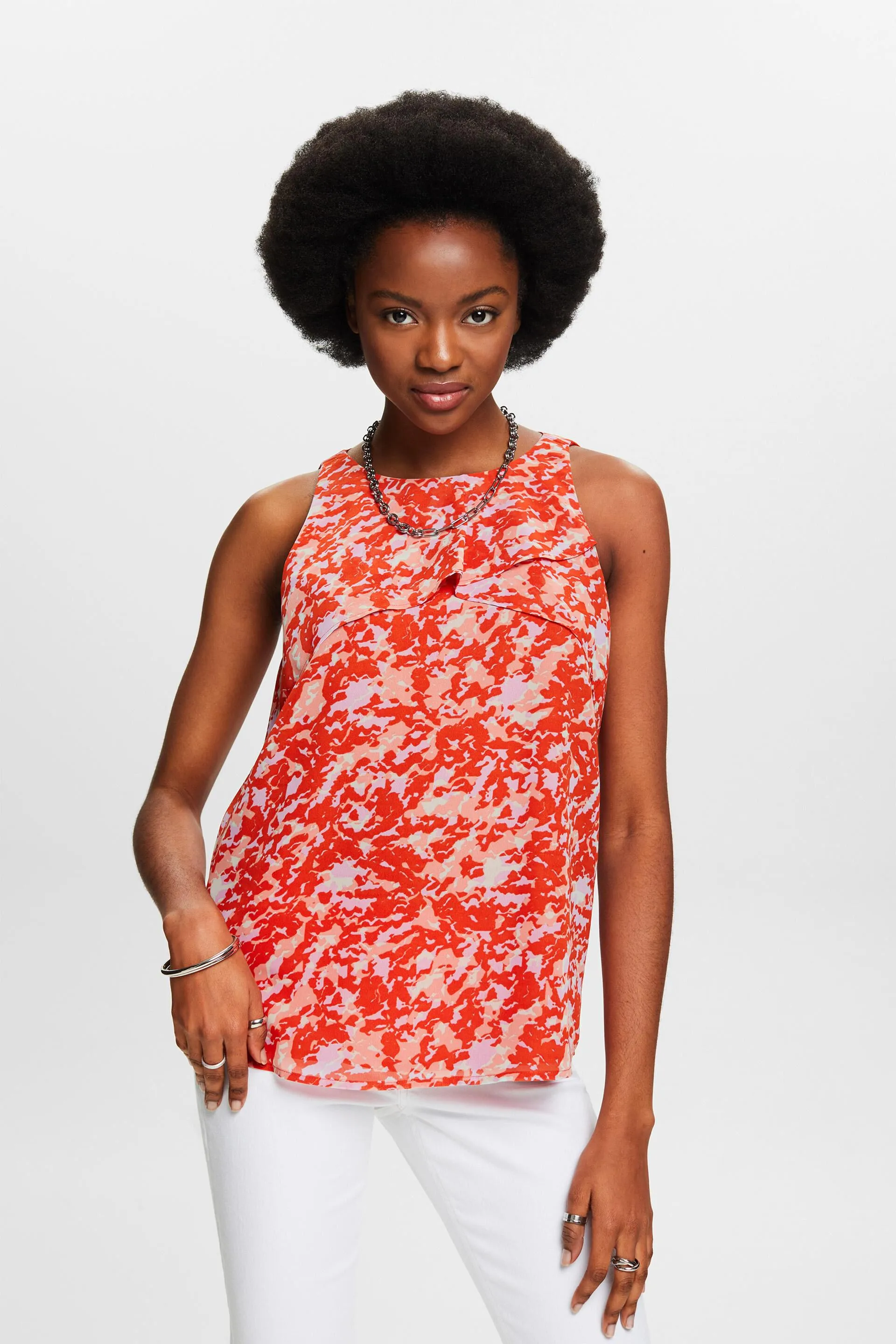 Blusa in crêpe di chiffon stampato