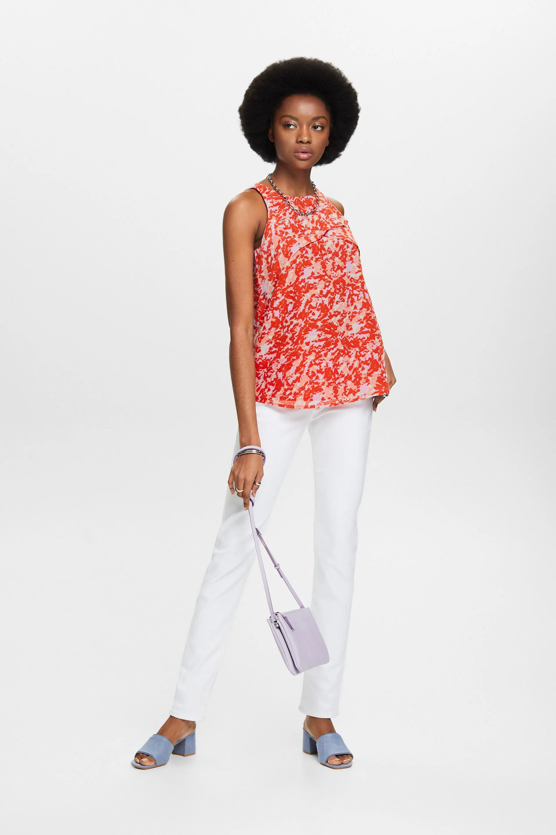 Blusa in crêpe di chiffon stampato