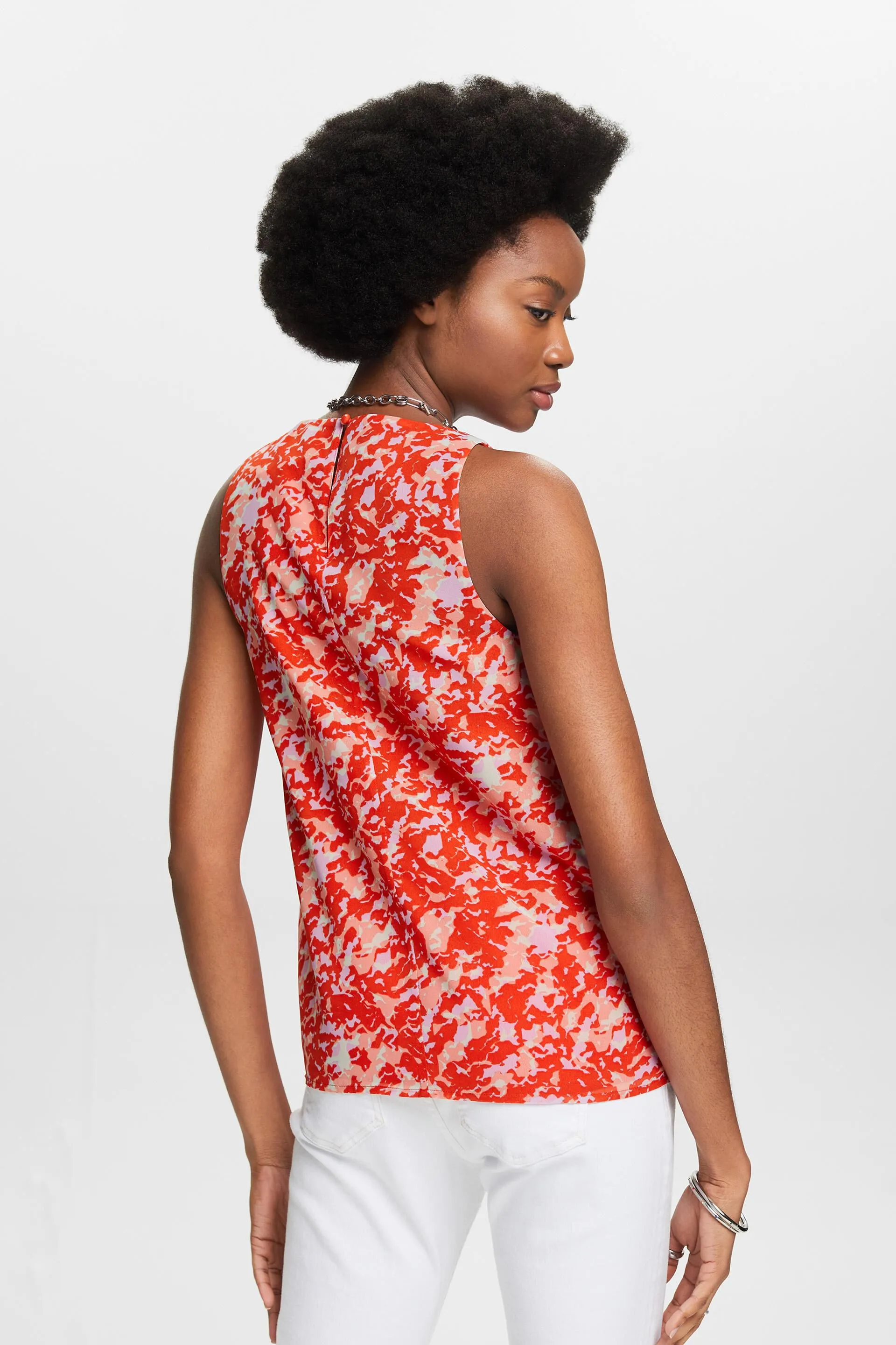 Blusa in crêpe di chiffon stampato