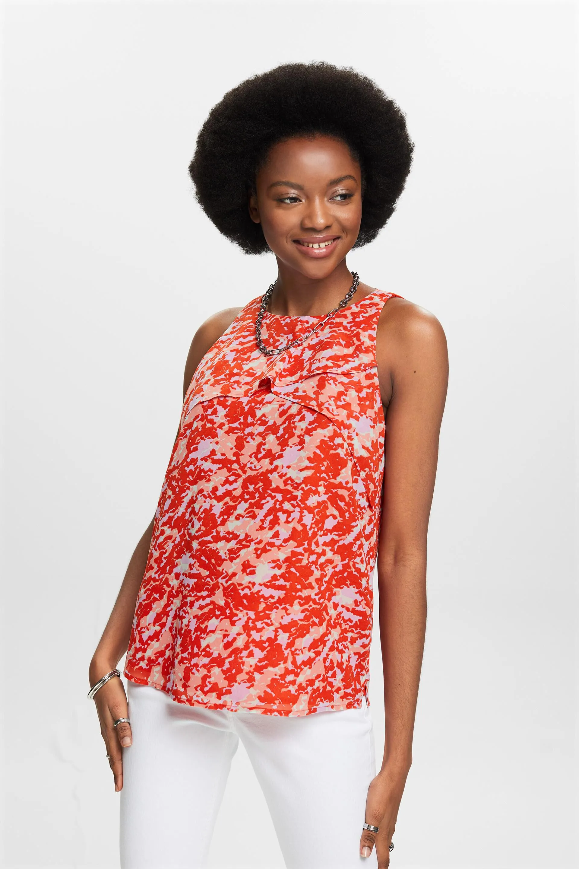 Blusa in crêpe di chiffon stampato