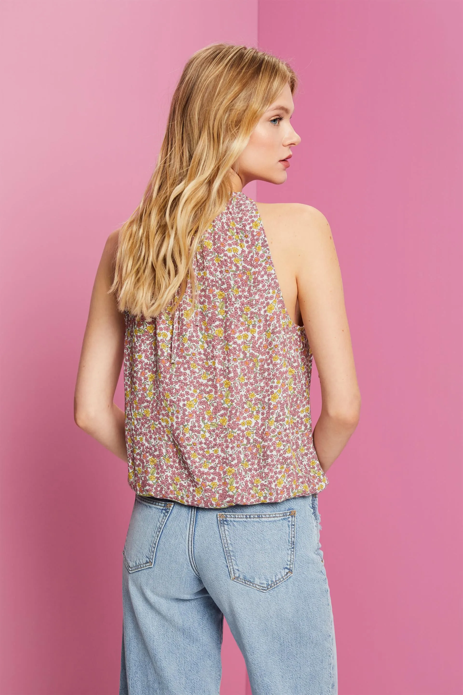 Blusa senza maniche a fantasia