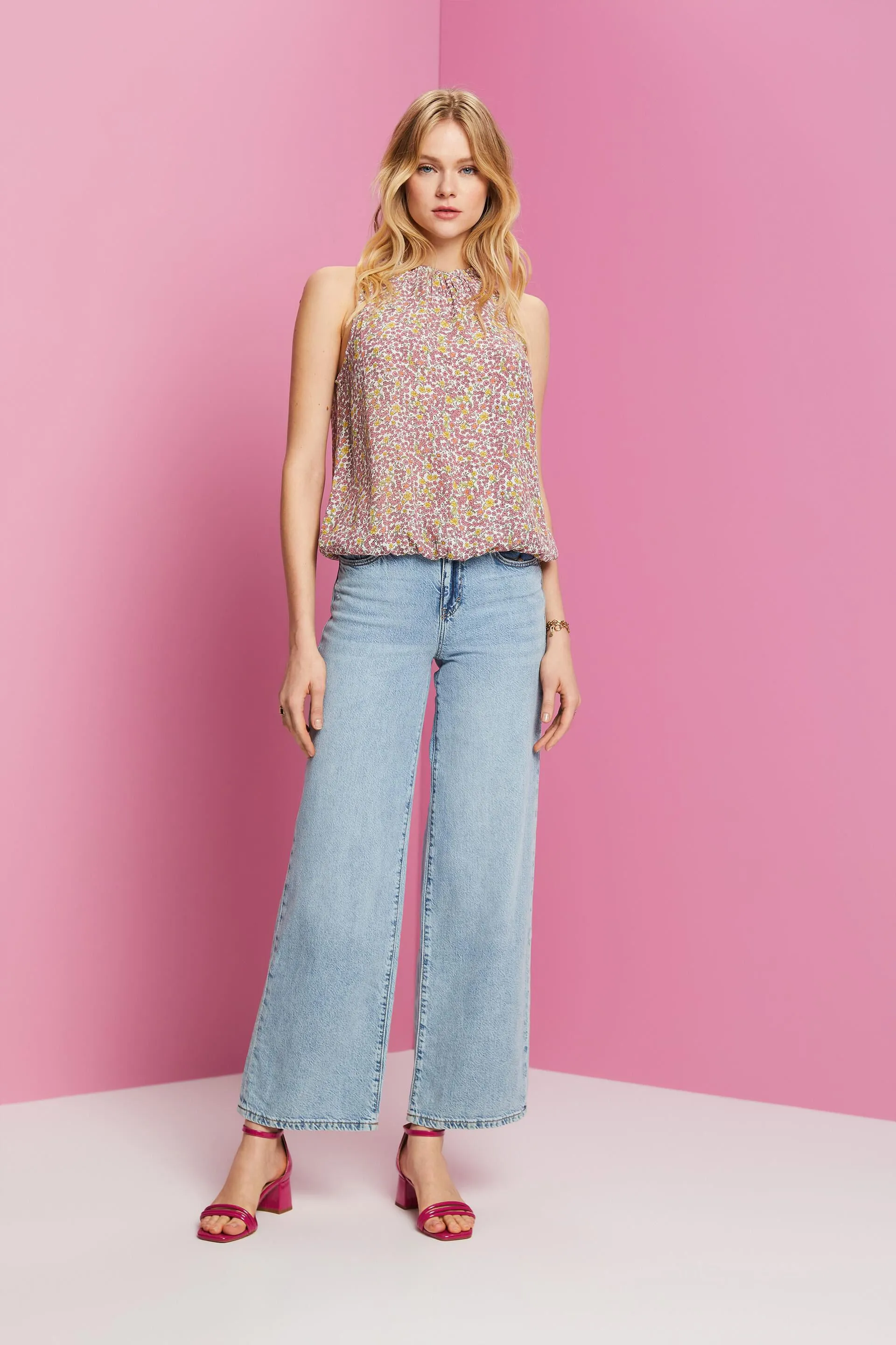 Blusa senza maniche a fantasia