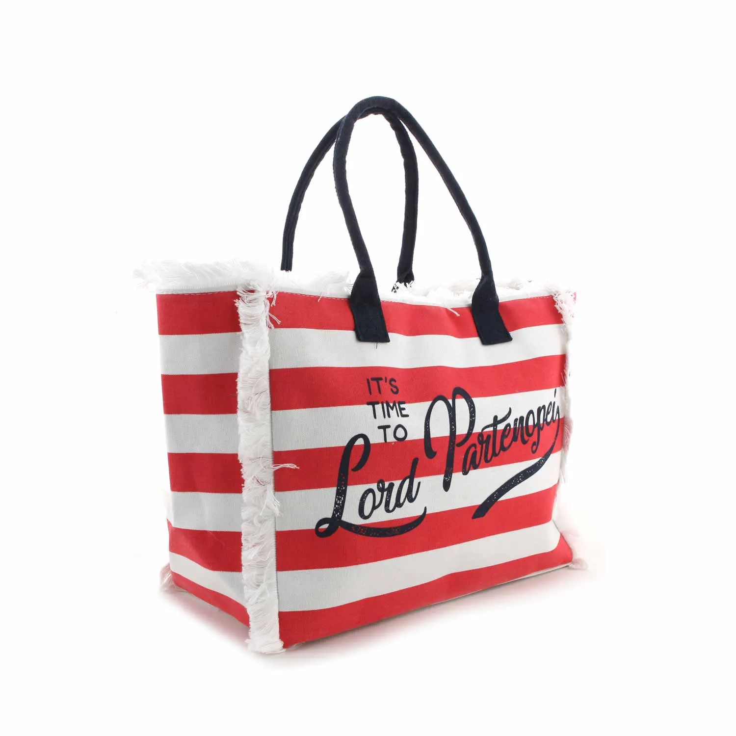 Borsa Mare Unisex Bianca E Rossa A Strisce