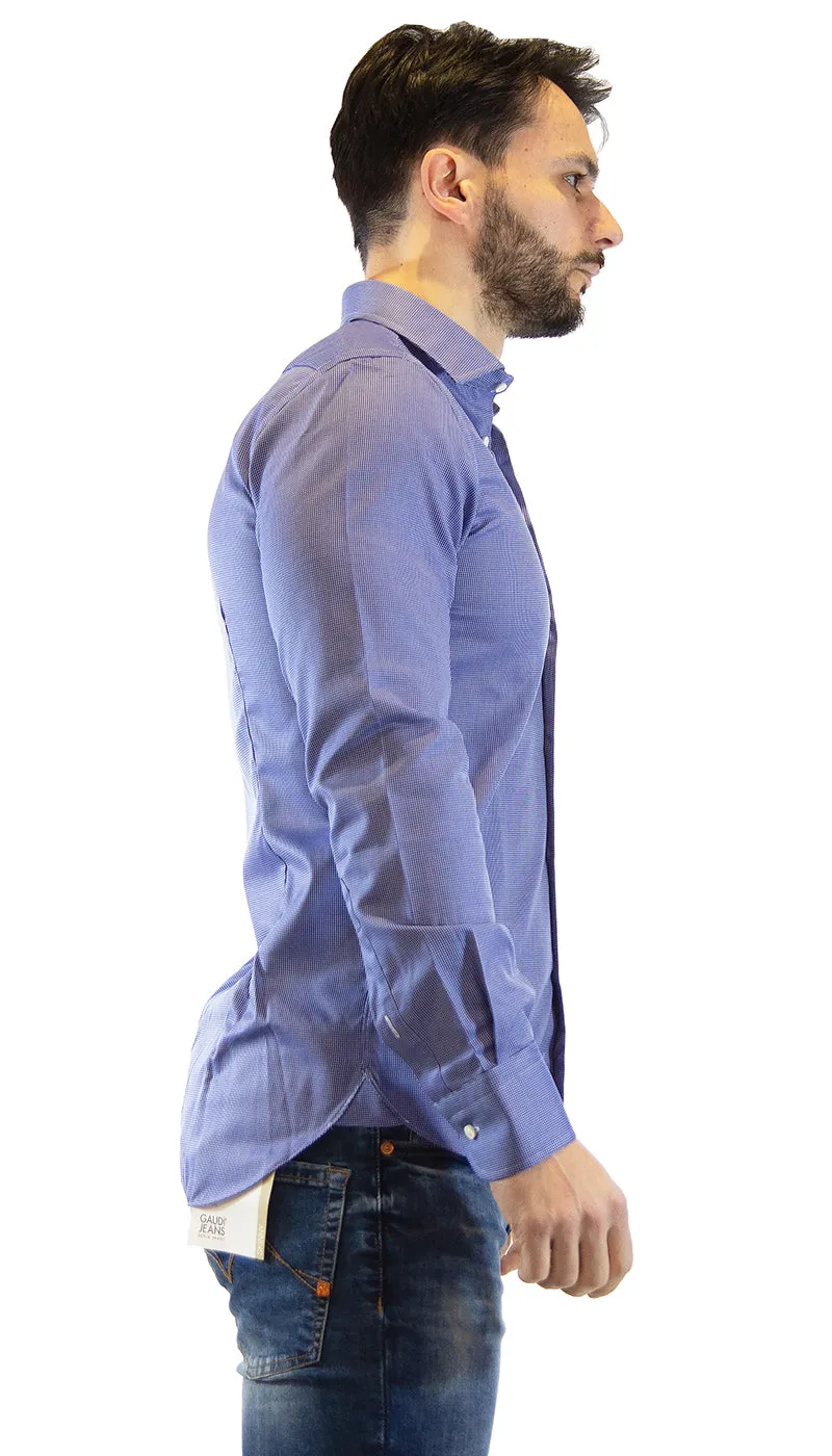 Brancaccio Camicia uomo blu microfantasia.