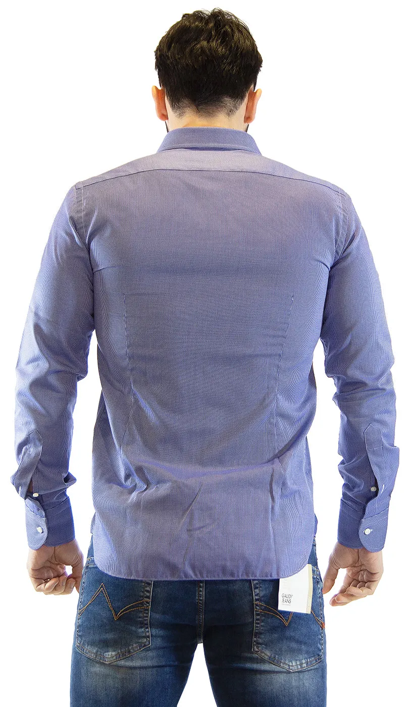 Brancaccio Camicia uomo blu microfantasia.