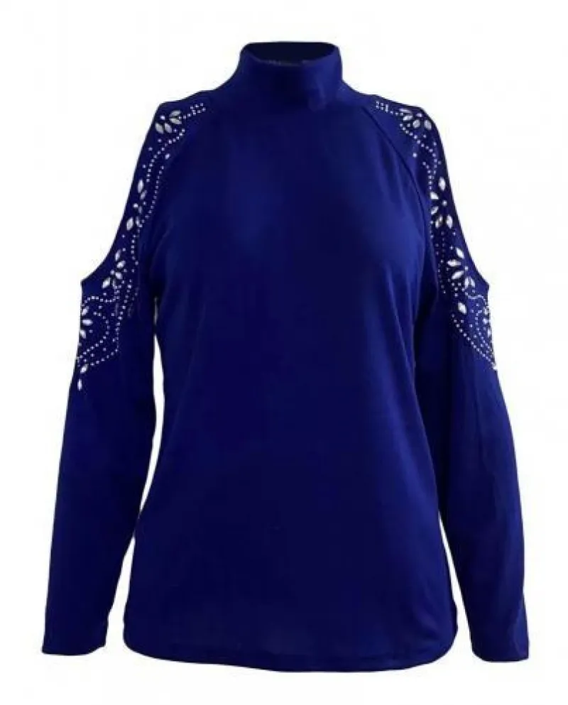 Camicetta da donna con spalle scoperte Camicie autunnali sottili e sottili Top dolcevita Flo