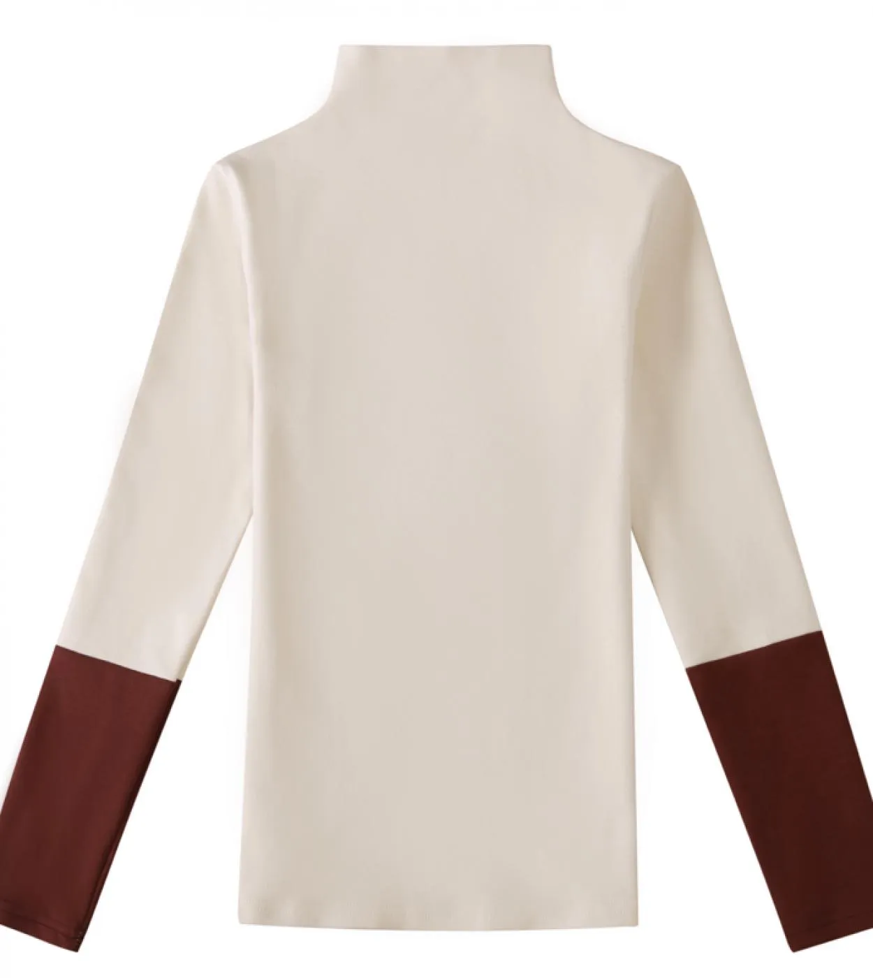 Camicia a maniche lunghe da donna in cotone a mezza dolcevita manica lunga moda tinta unita maglietta pullover autunnale 11219 T