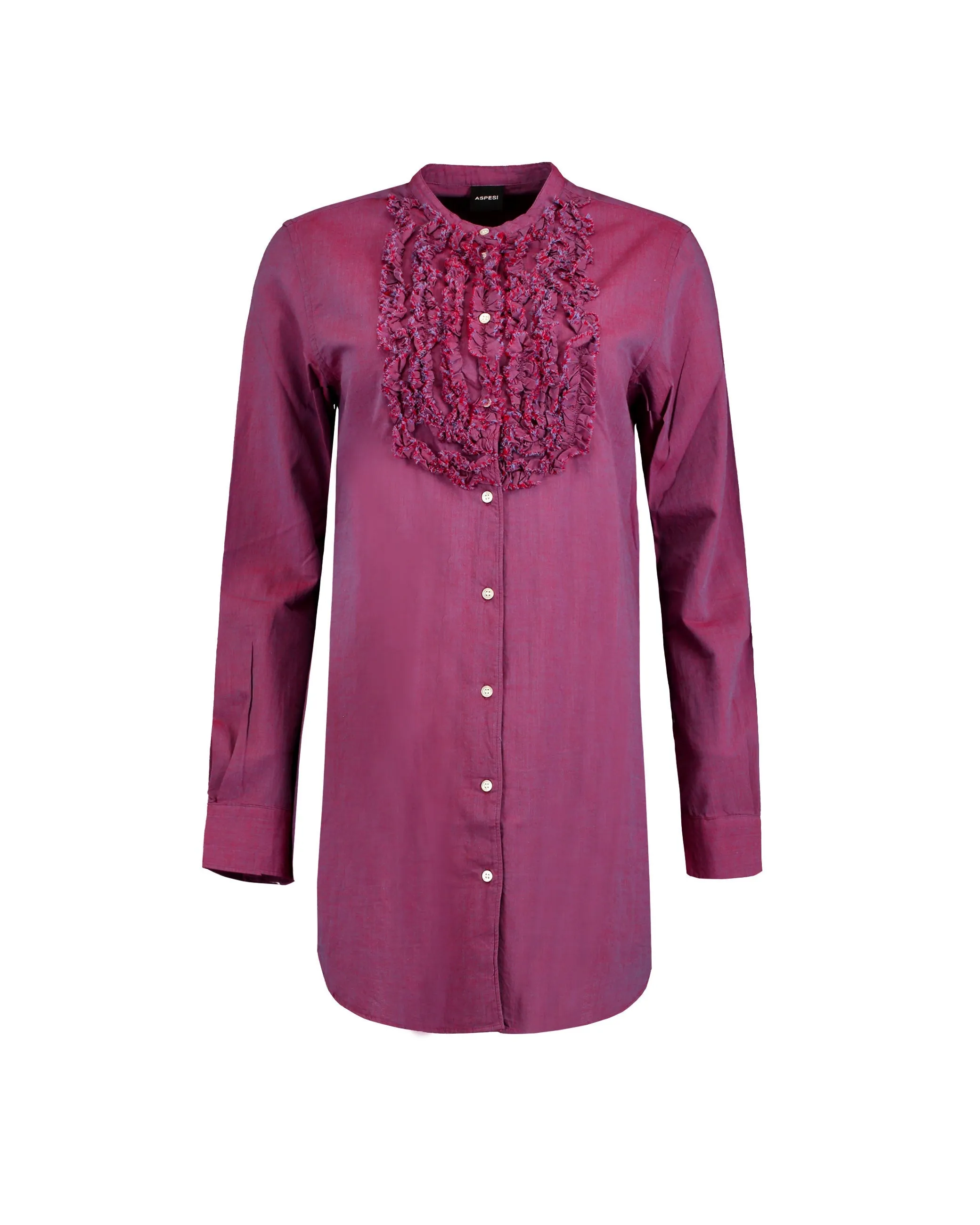 Camicia chambray viola rouches