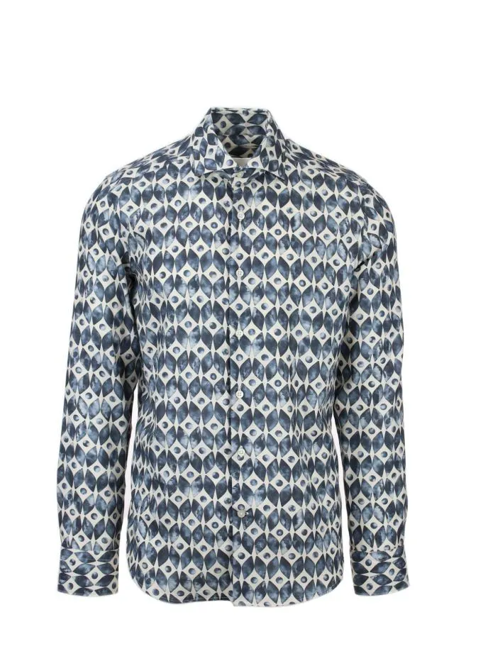 Camicia fantasia in tessuto tecnico