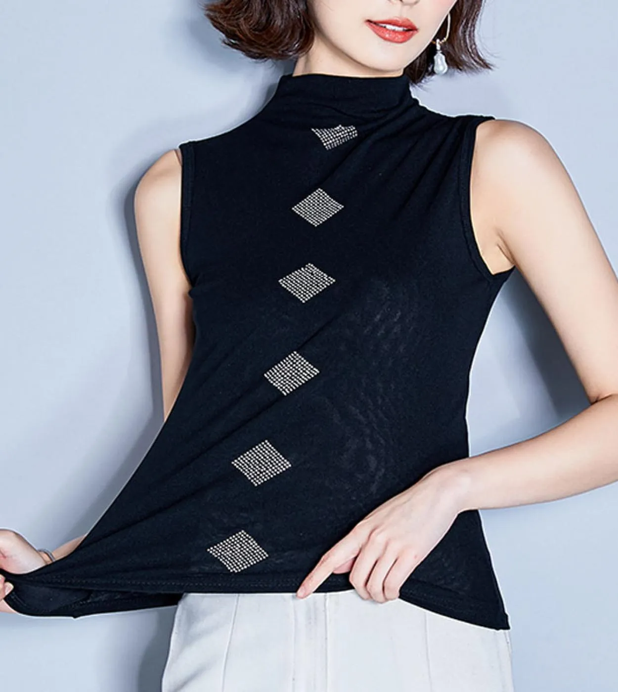 Camicia senza maniche estiva T-shirt donna moda dolcevita Harajuku Ladies Top Abbigliamento donna New Style Black Shirt 4414