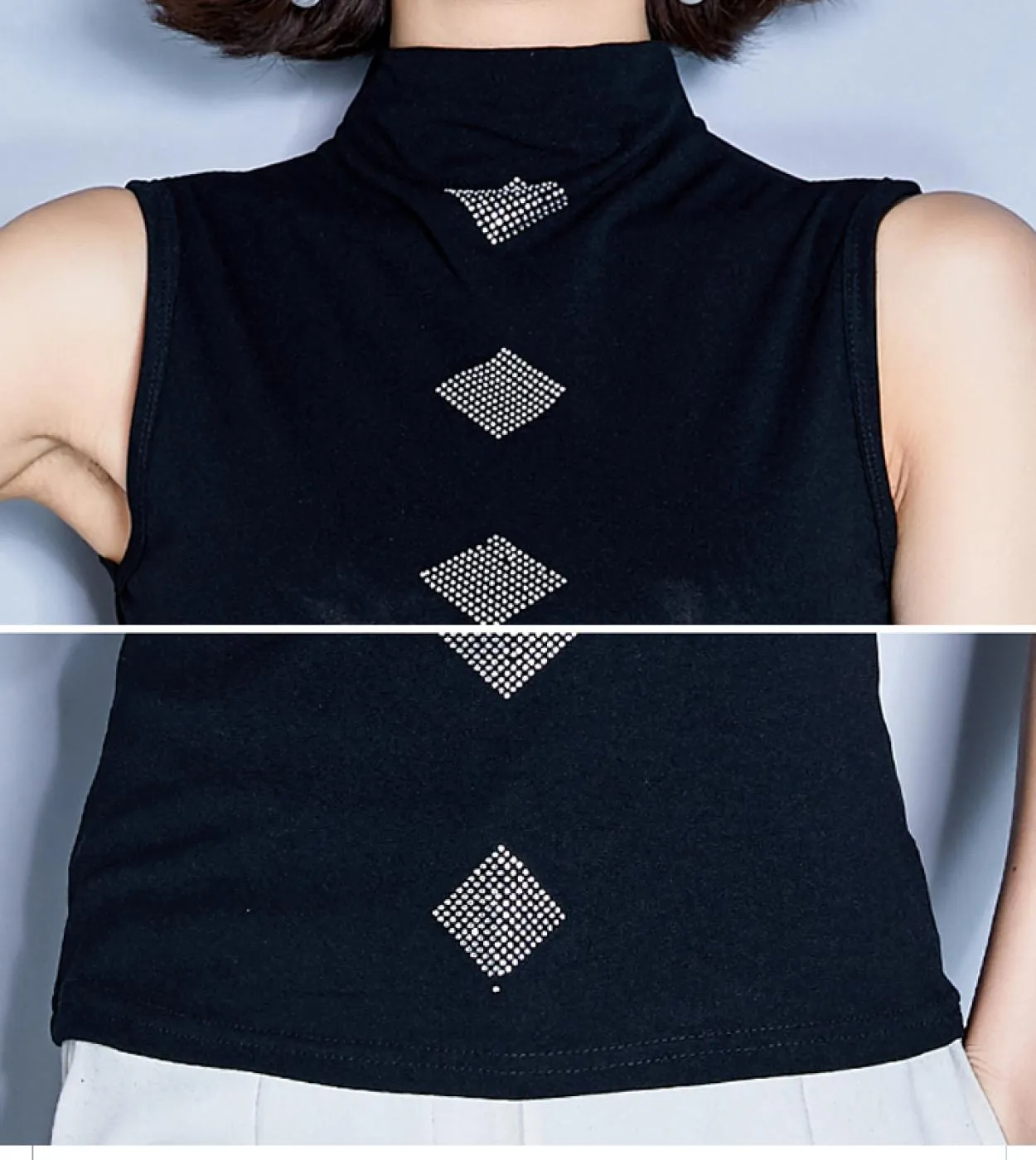 Camicia senza maniche estiva T-shirt donna moda dolcevita Harajuku Ladies Top Abbigliamento donna New Style Black Shirt 4414