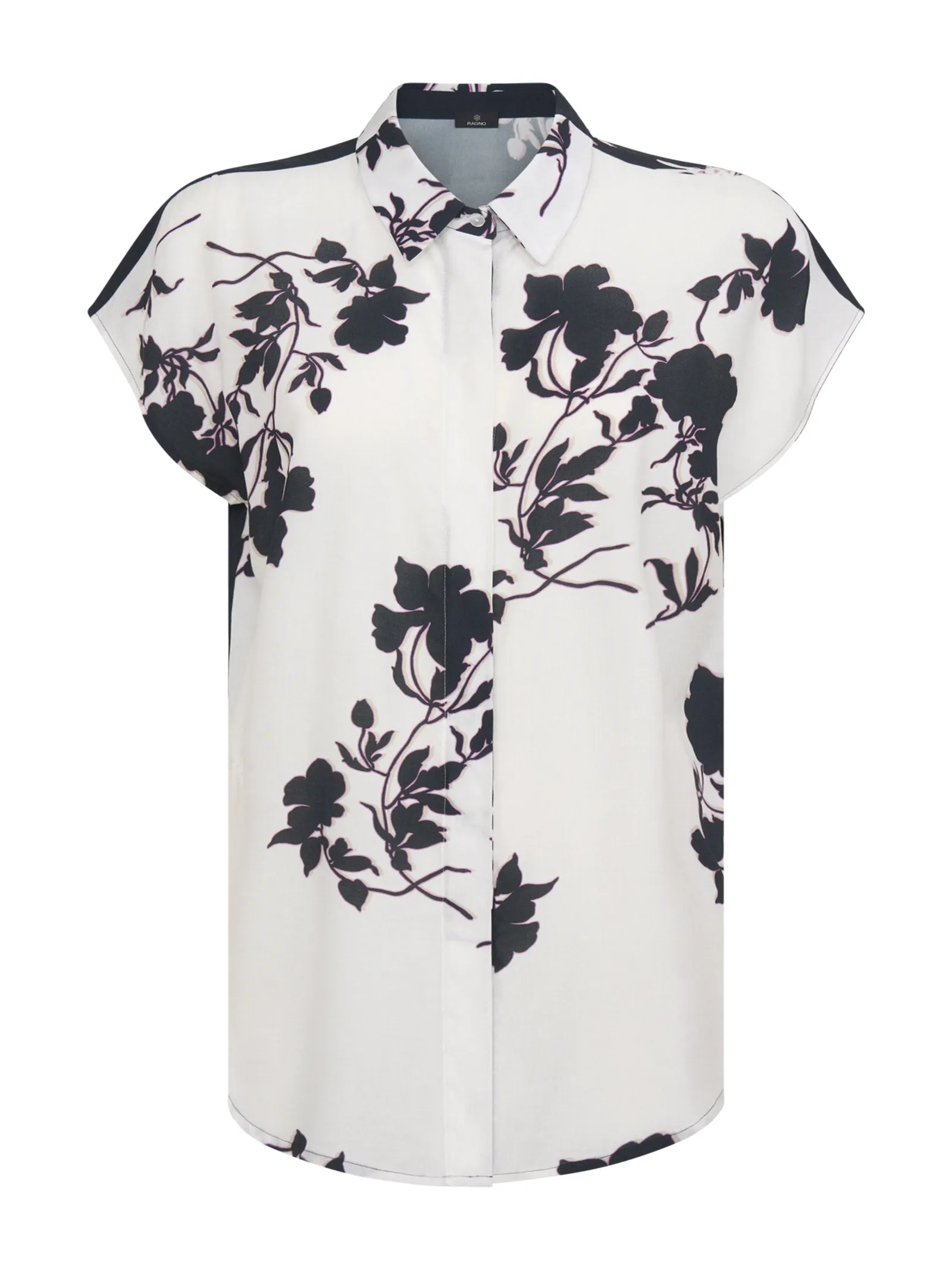 Camicia stampa fiori in mussola di EcoSeta - Fant.Bianco