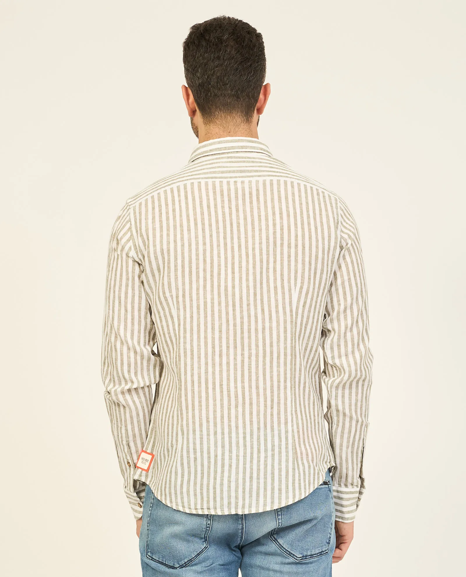 Camicia uomo Yes Zee in lino a maniche lunghe