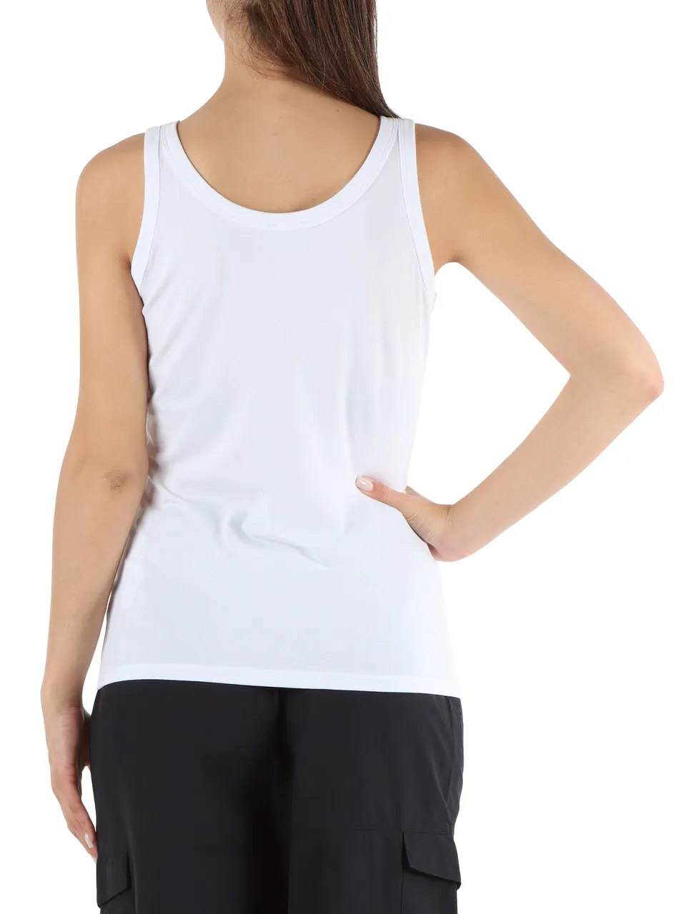 Canotta sportiva in cotone stretch con stampa logo