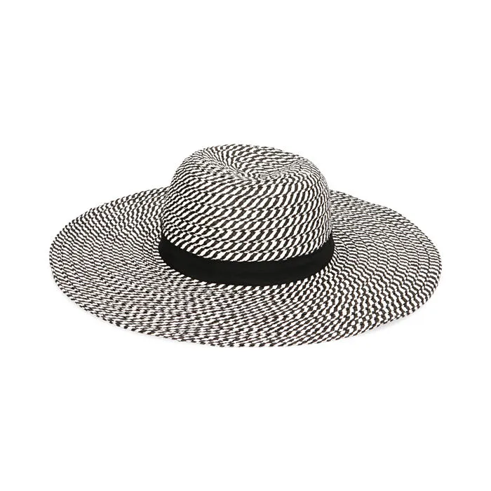 Cappello bianco/nero in paglia