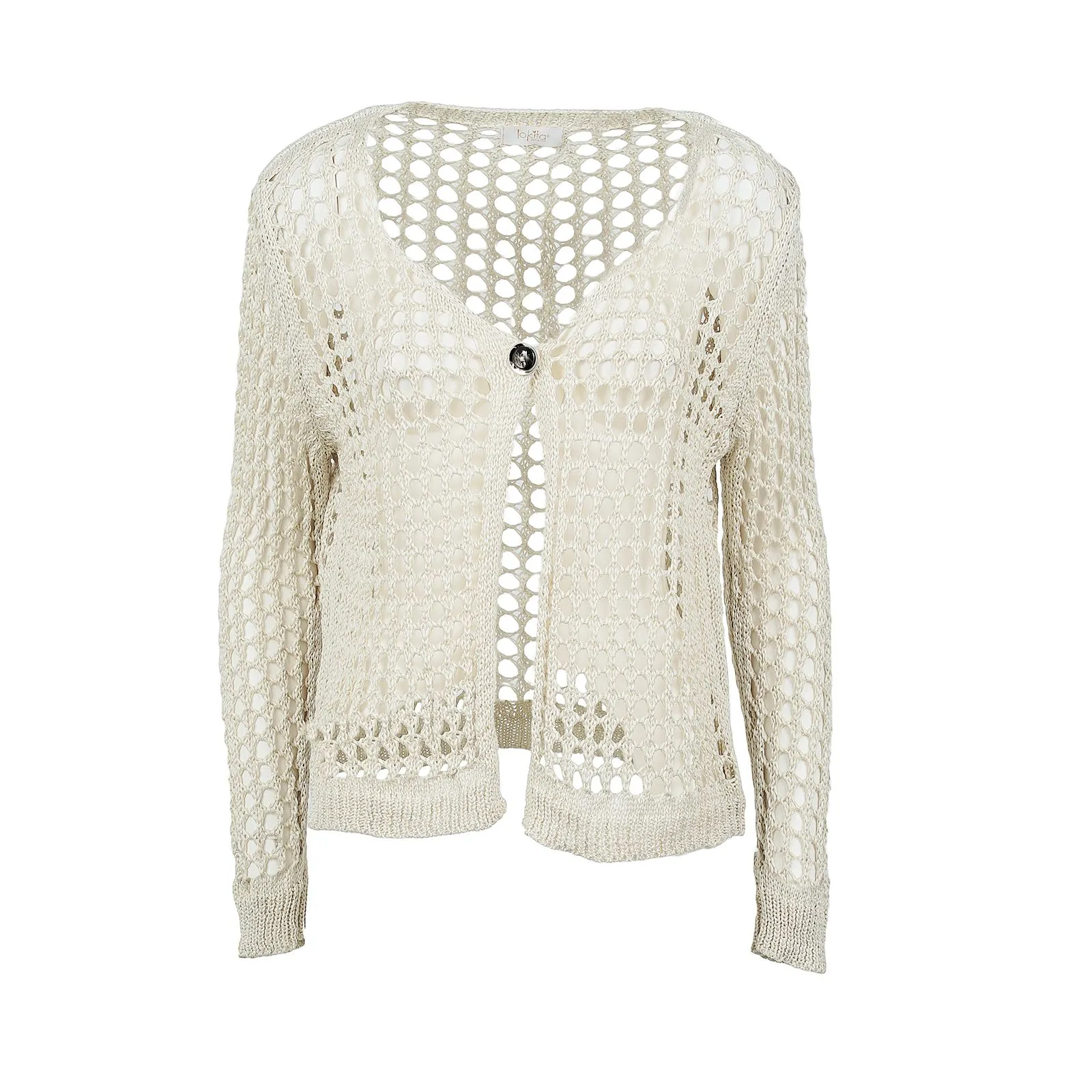 Cardigan bianco a rete con bottone