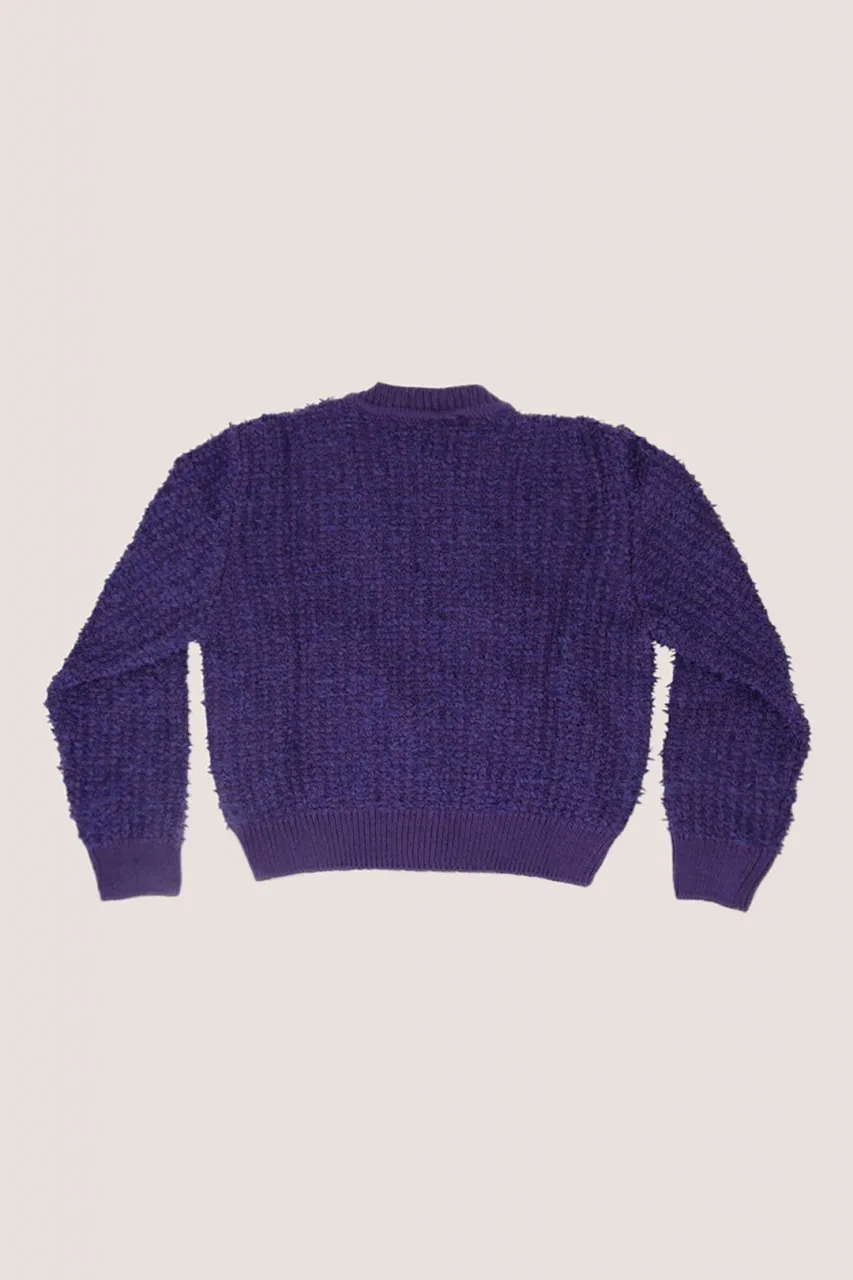 Cardigan bouclé con bottoni oro CANDY VIOLET