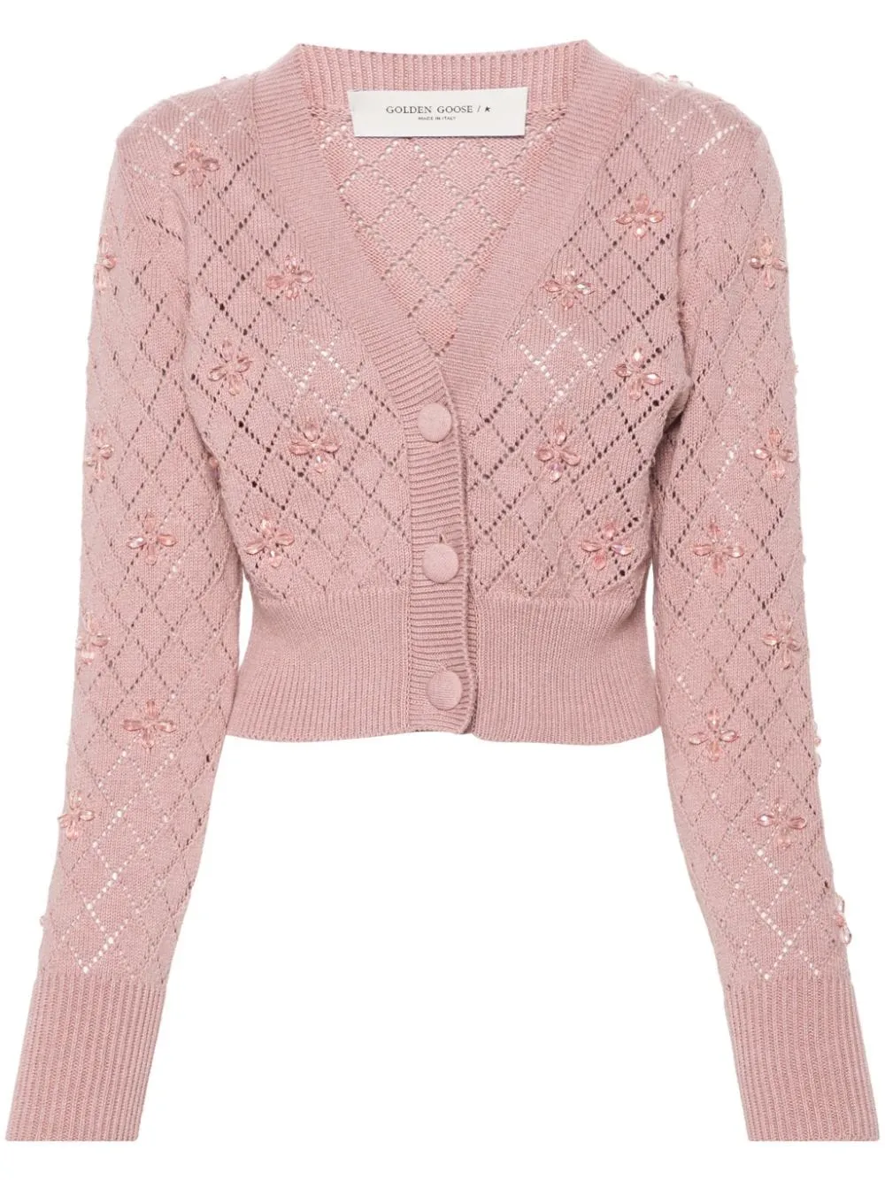 Cardigan con decorazione in rosa - donna