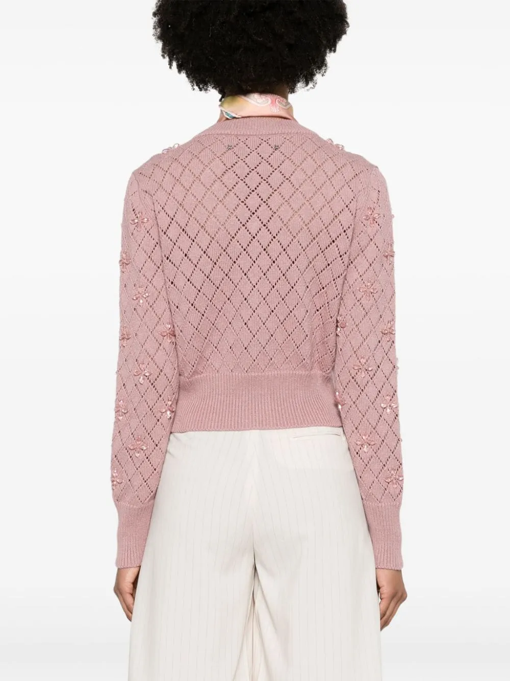 Cardigan con decorazione in rosa - donna
