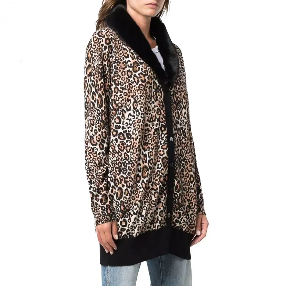 Cardigan Con Stampa Animalier, Multi
