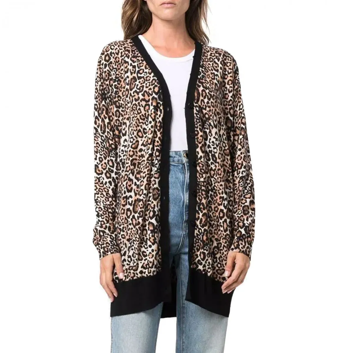 Cardigan Con Stampa Animalier, Multi