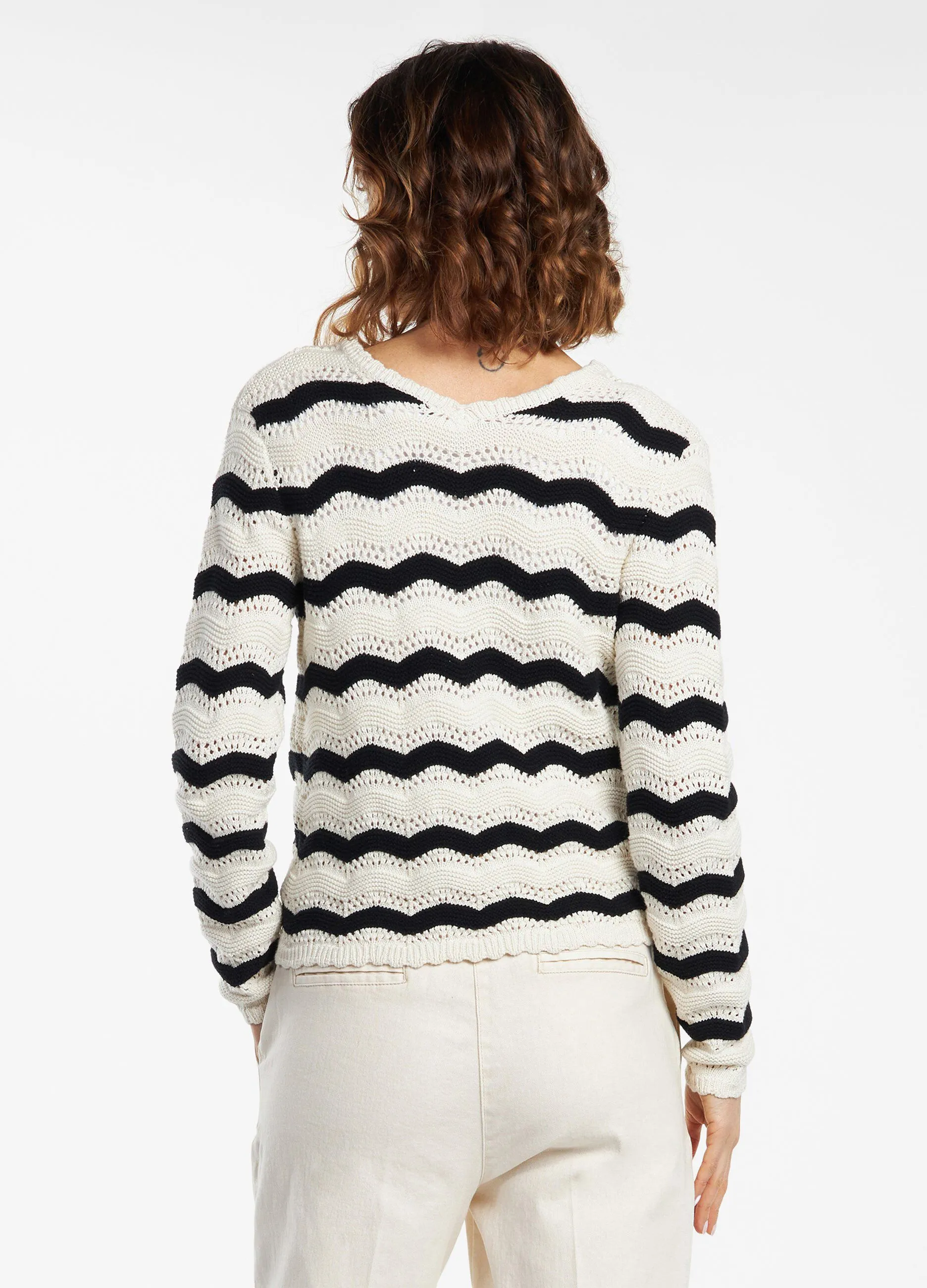 Cardigan in tricot traforato donna