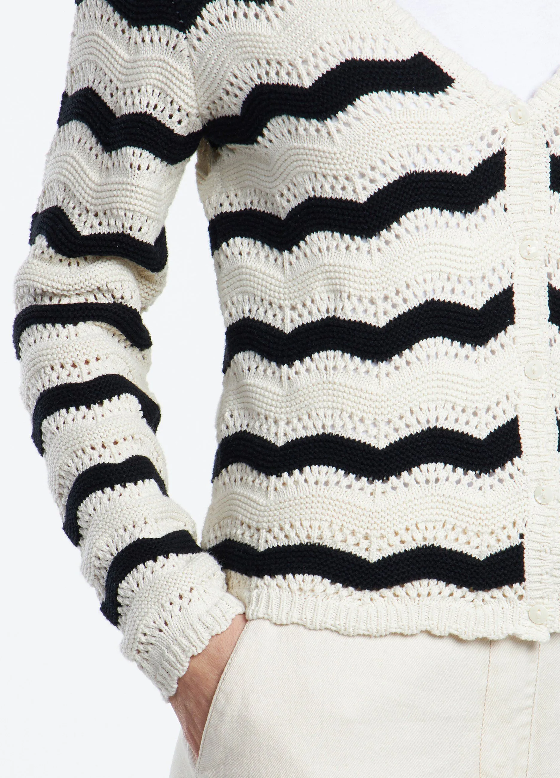 Cardigan in tricot traforato donna