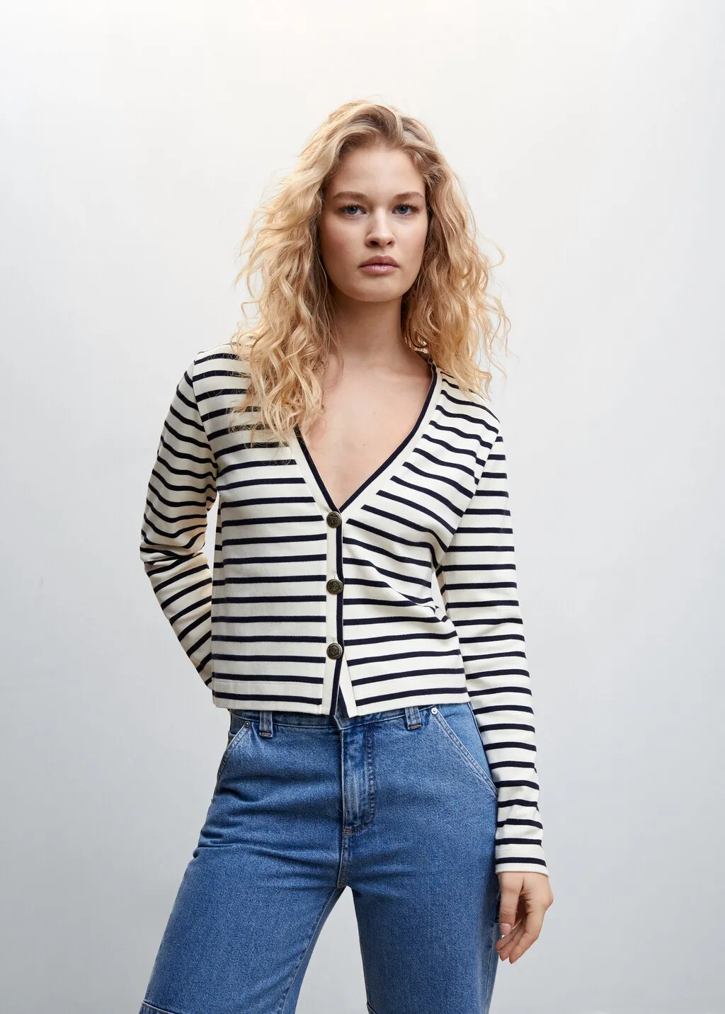 Cardigan righe bottoni