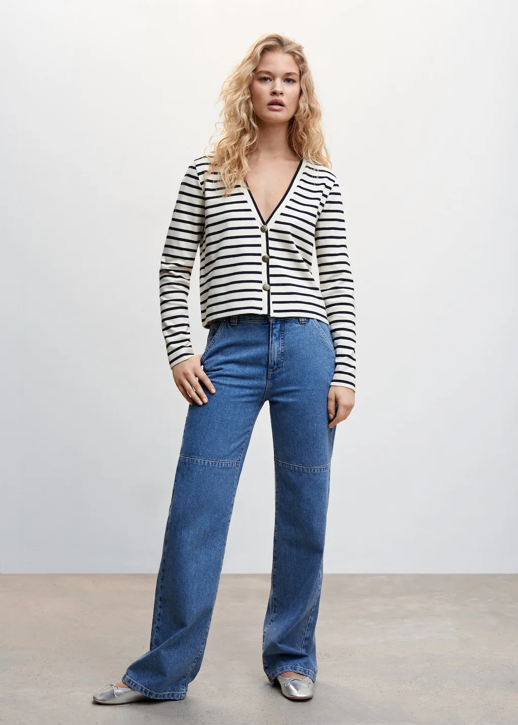 Cardigan righe bottoni