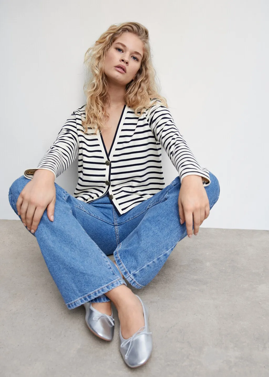 Cardigan righe bottoni