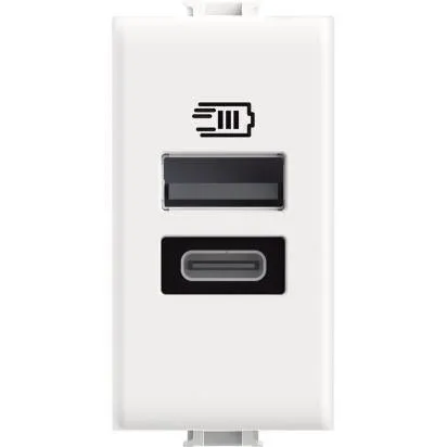 Caricatore USB tipo A+C 1mod. Bianco 15W Bticino AM4191AC