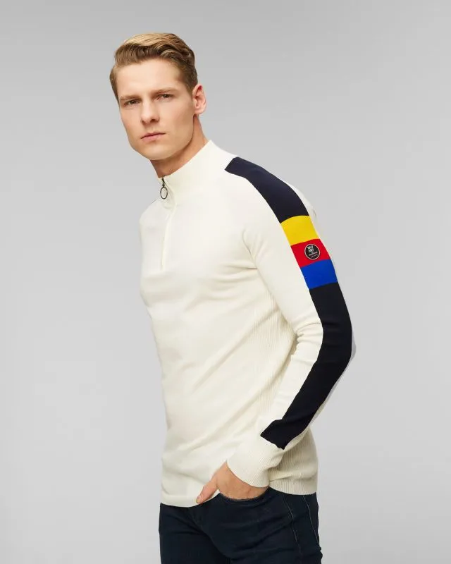 Dolcevita bianco con cerniera da uomo We Norwegians Varden
