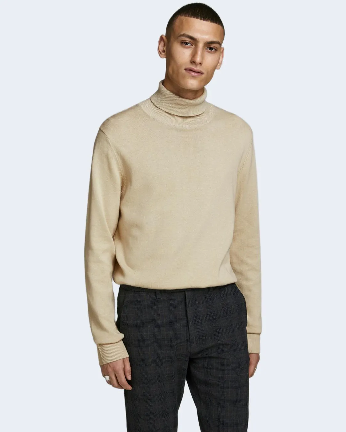 Dolcevita Jack Jones JJEEMIL KNIT ROLL NECK NOOS Beige