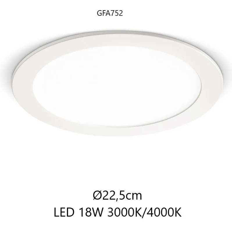 Faretto Slim Per Controsoffitto Bianco 225mm Led 18w 3000k 4000k GFA752 Gea