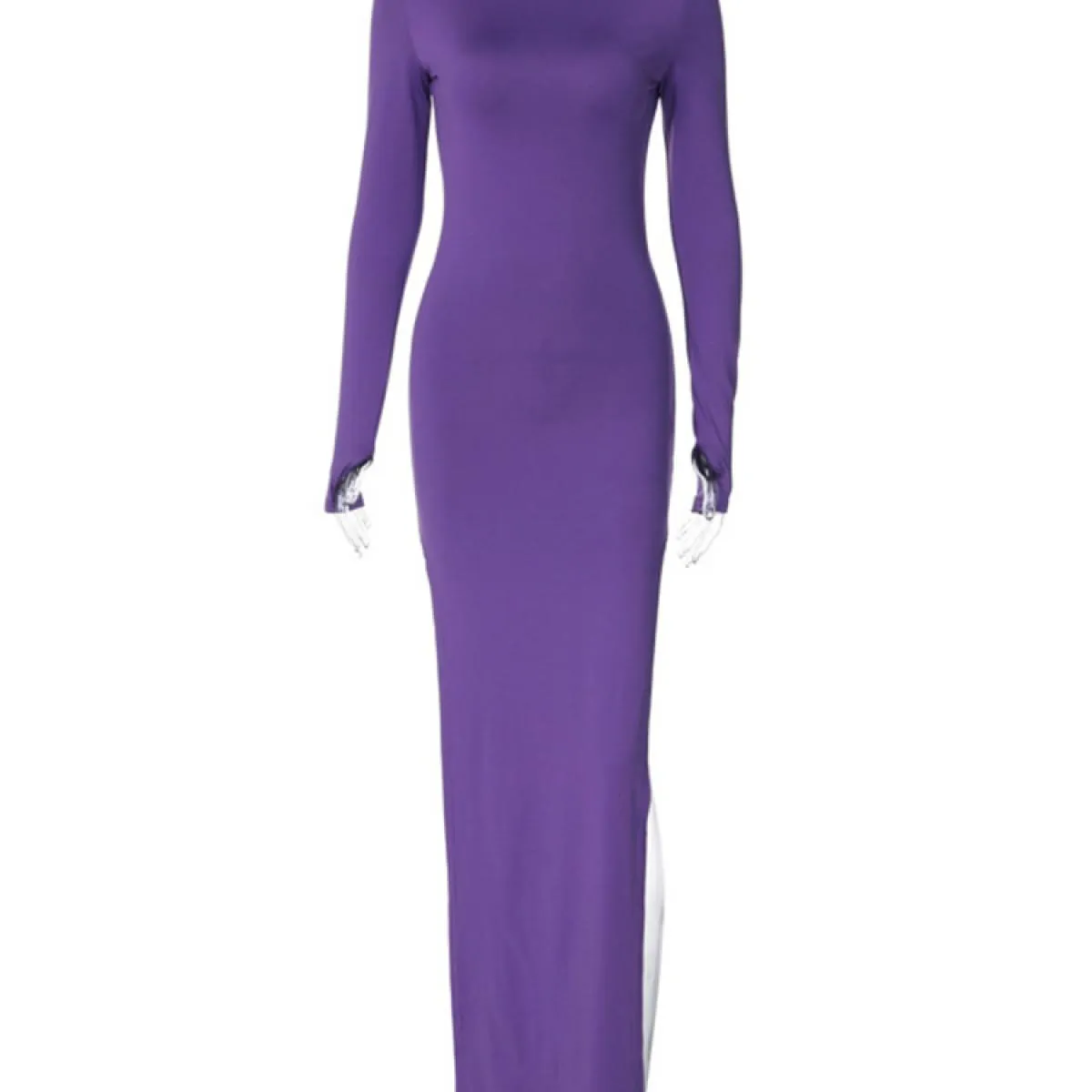 Fashion Abito a maniche lunghe con spacco alto Dolcevita sottile femminile Elegante Solido Streetwear Autunno 2023 per le