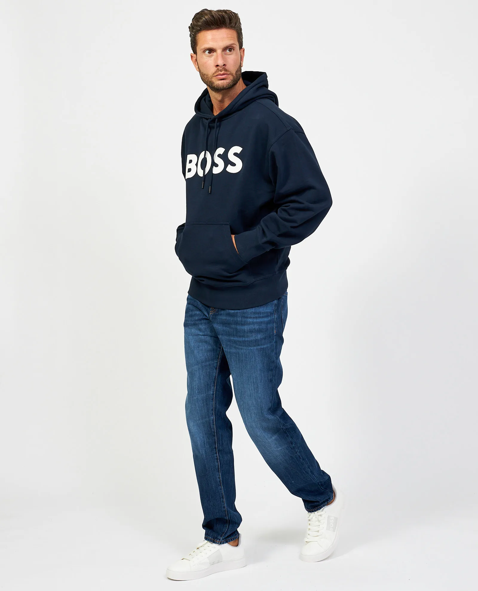 Felpa Boss blu regular fit con cappuccio