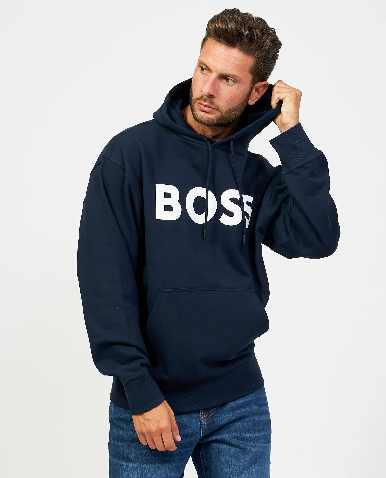 Felpa Boss blu regular fit con cappuccio