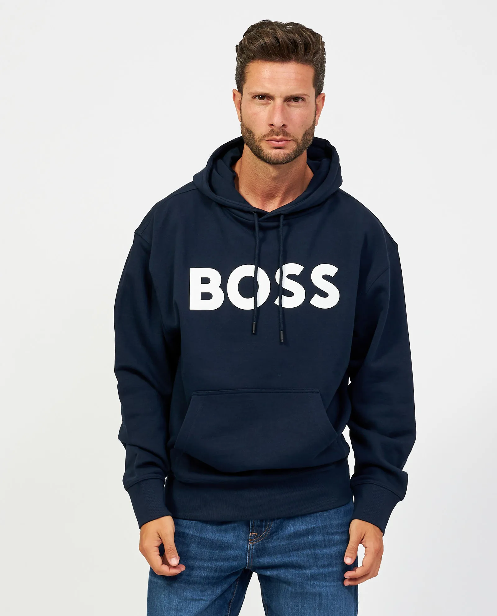 Felpa Boss blu regular fit con cappuccio