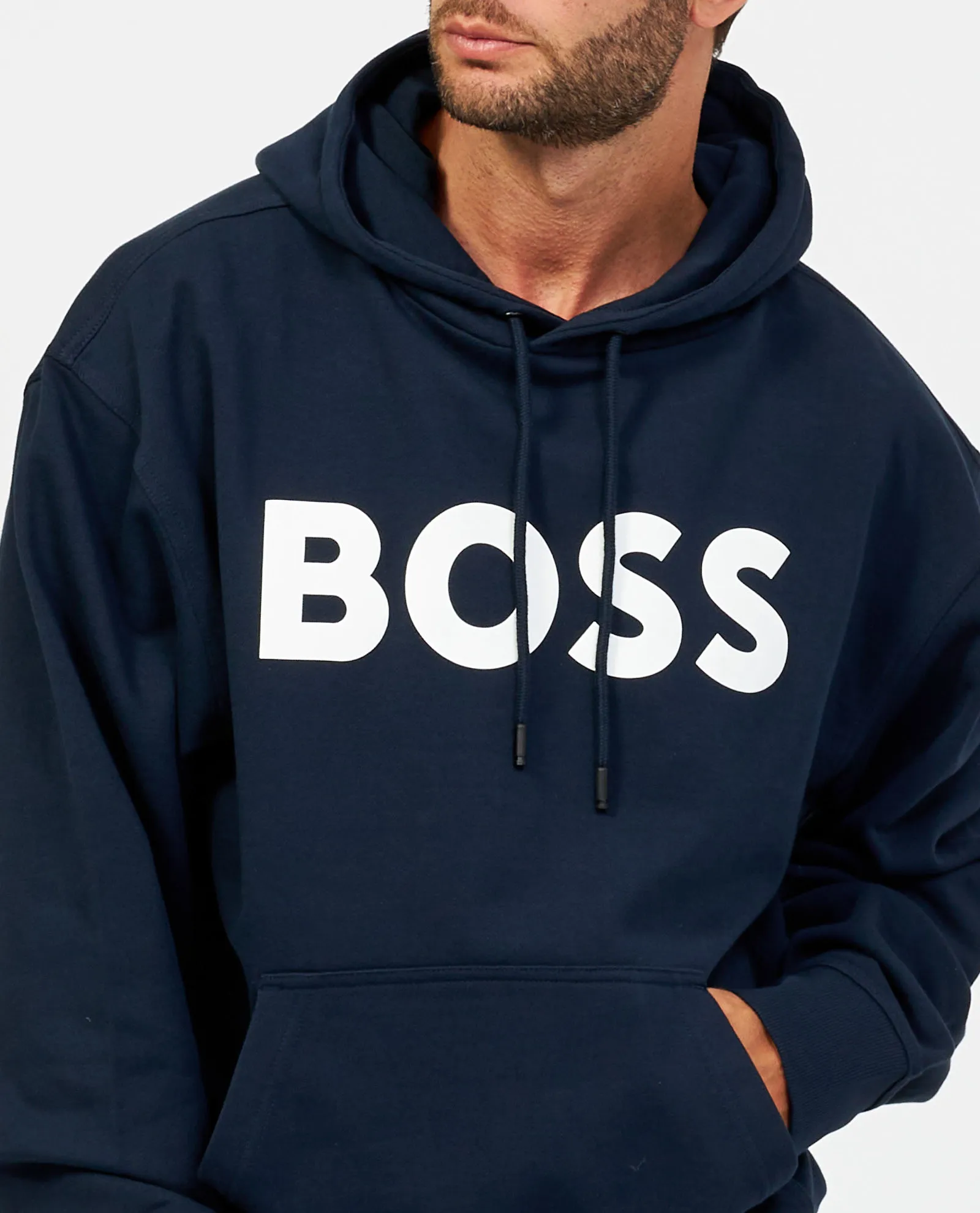 Felpa Boss blu regular fit con cappuccio