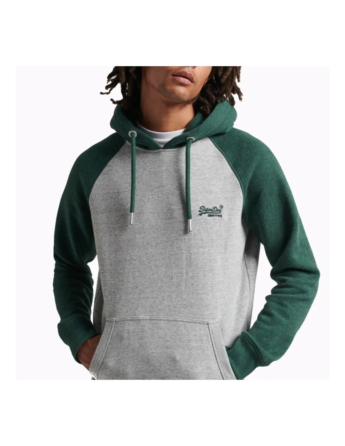 Felpa con cappuccio da baseball sportiva da baseball con logo vintage Superdry grigia