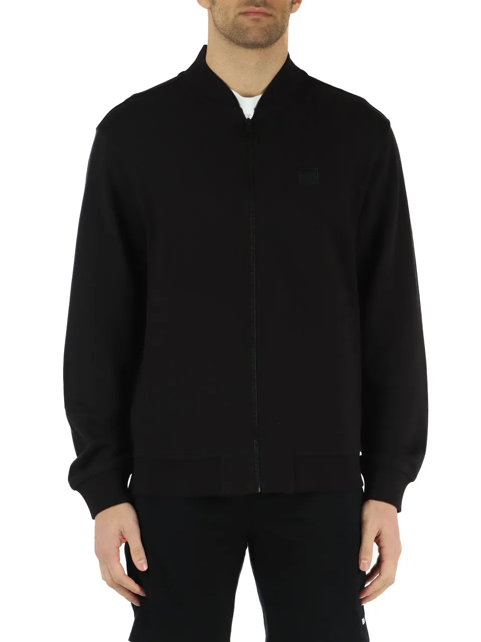 Felpa in cotone garzato con zip