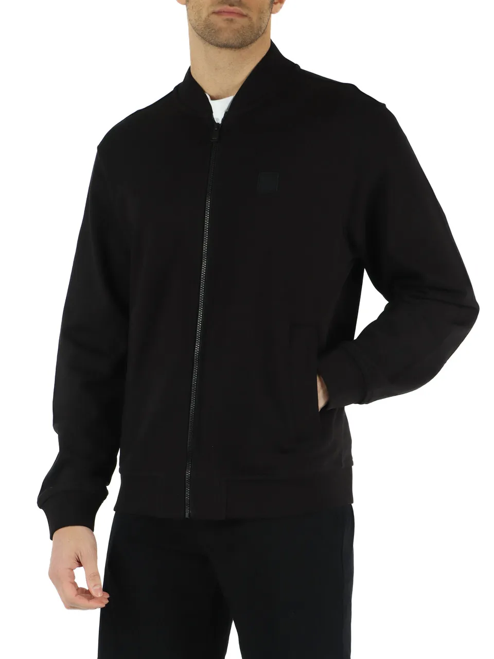 Felpa in cotone garzato con zip