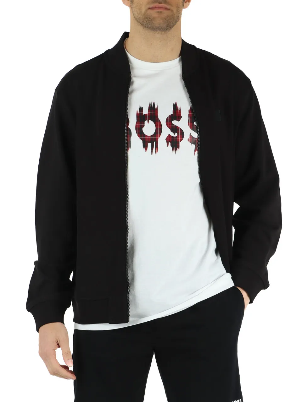 Felpa in cotone garzato con zip