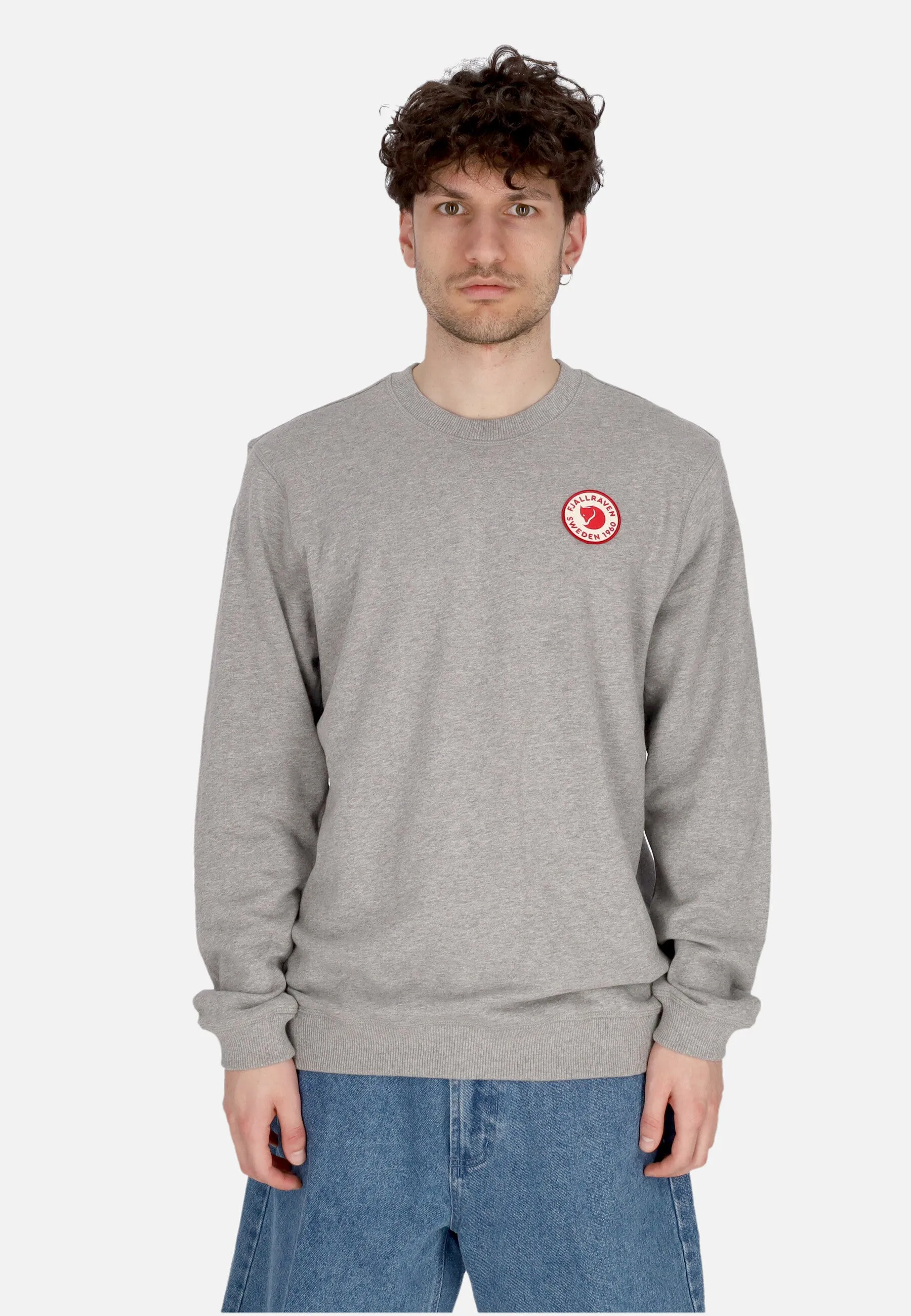 Felpa Leggera Girocollo Uomo 1960 Logo Badge Sweater Grey Melange